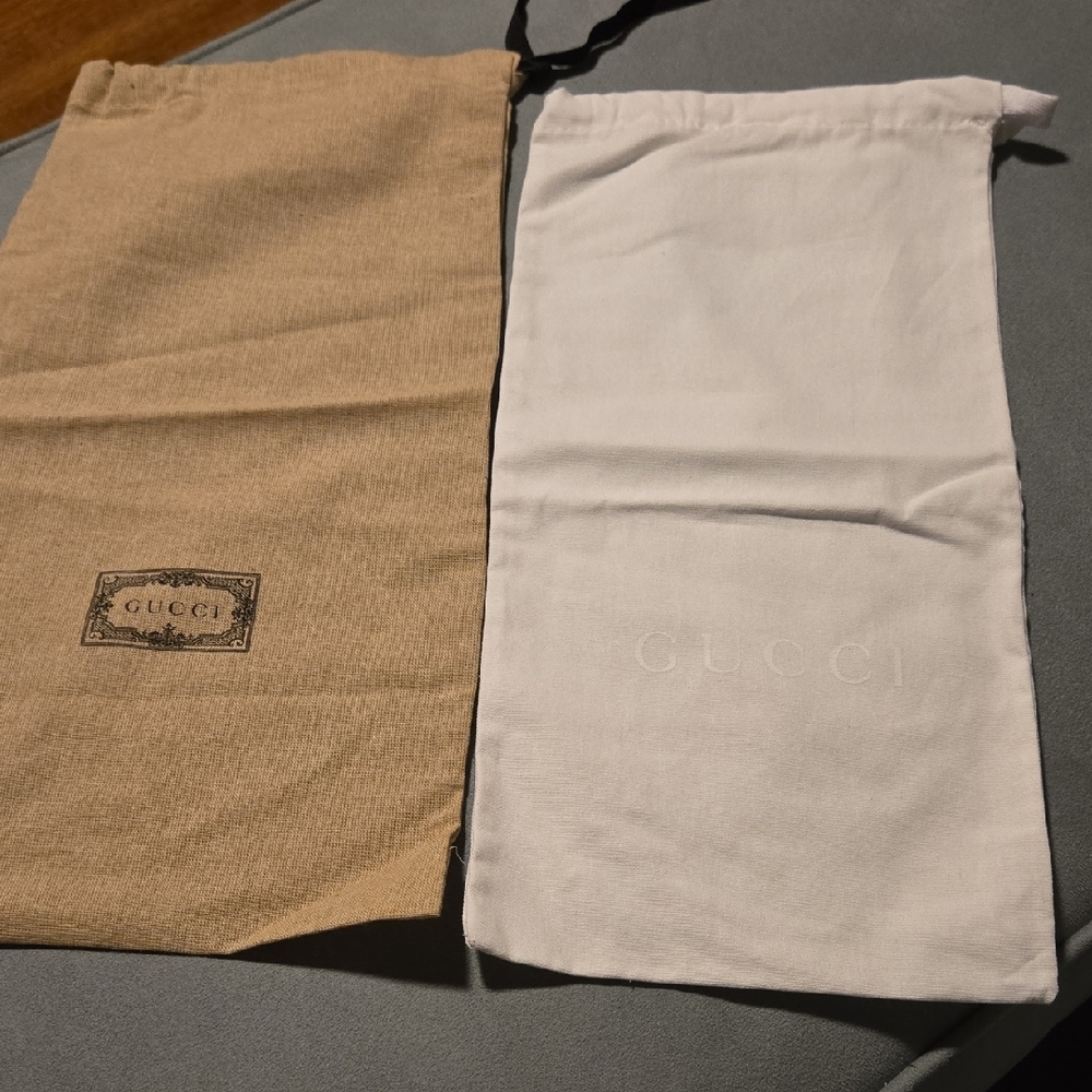 Gucci Tan and White Dust Bags